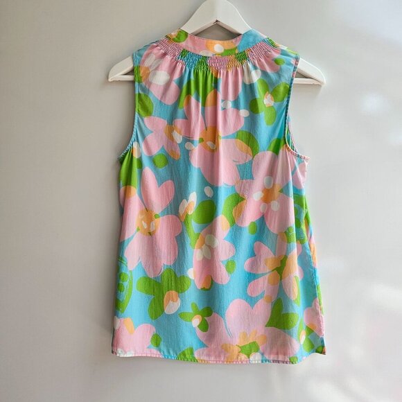 100% Silk Lilly Pulitzer Houston Top, Sorely Blue Mojo, Size Medium, Flaw - Picture 2 of 12